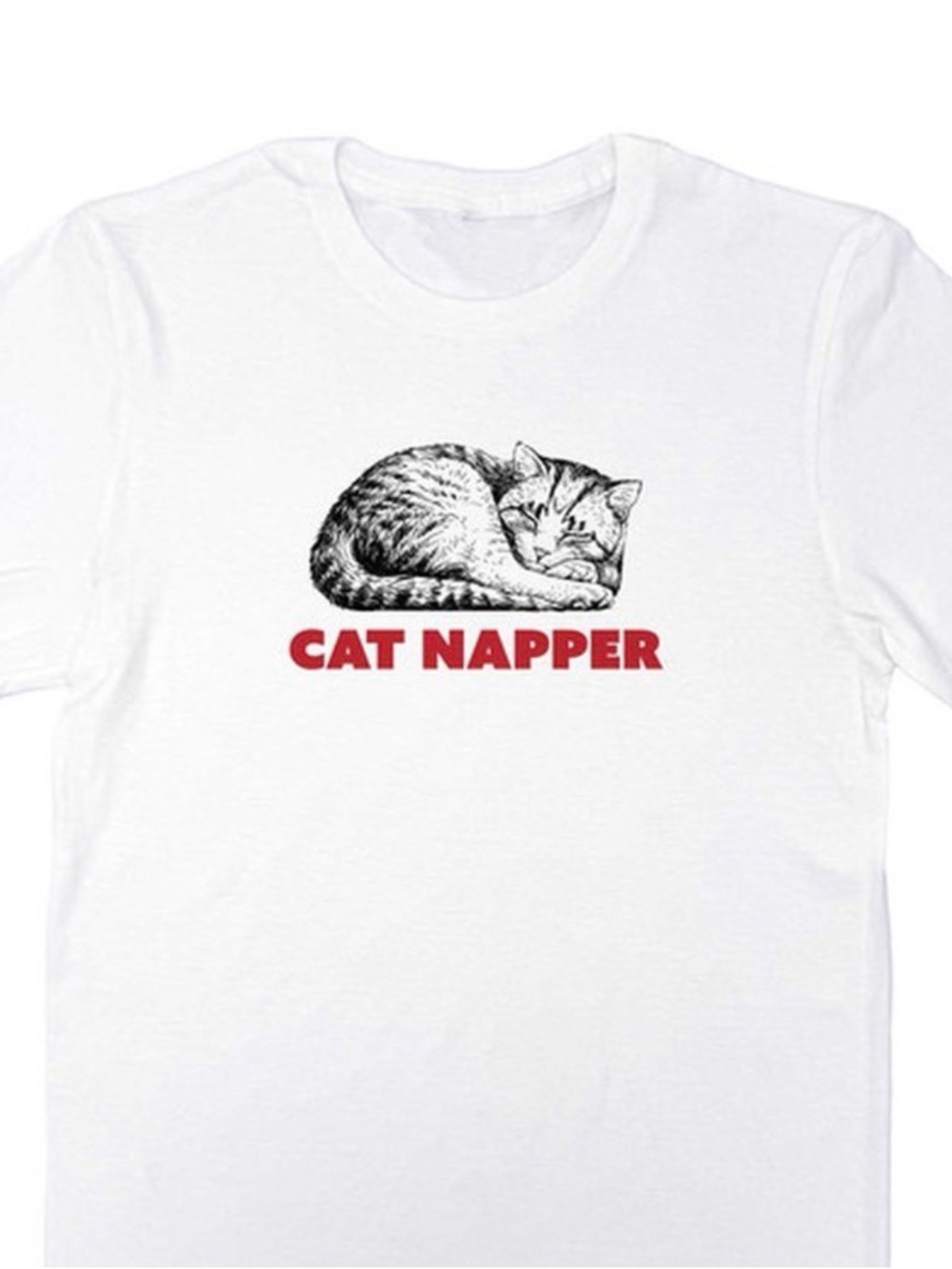Cat Napper Graphic Cat T-Shirt - White